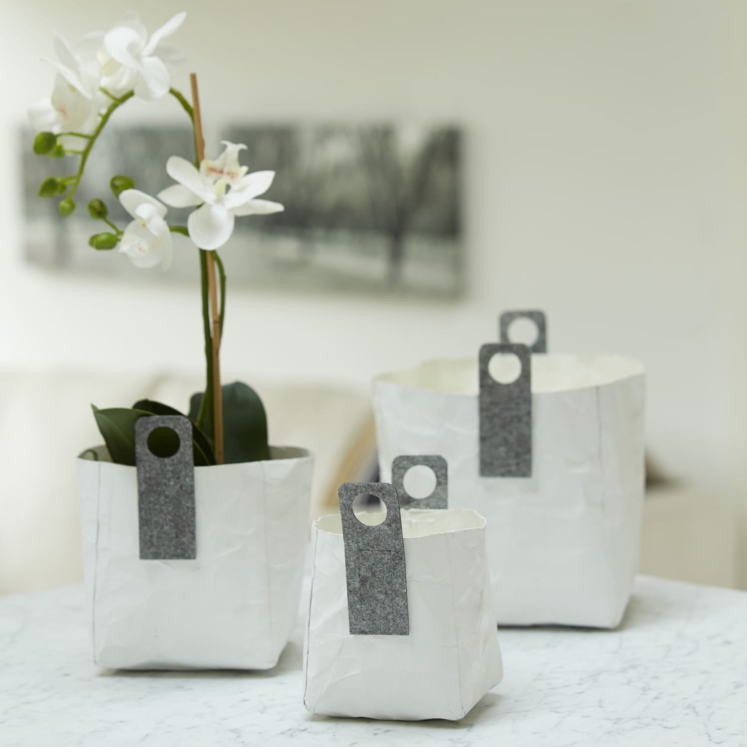 OOhh - Design Topf aus Recyclingpapier Dekorative Töpfe aus Recyclingpapier, weiss