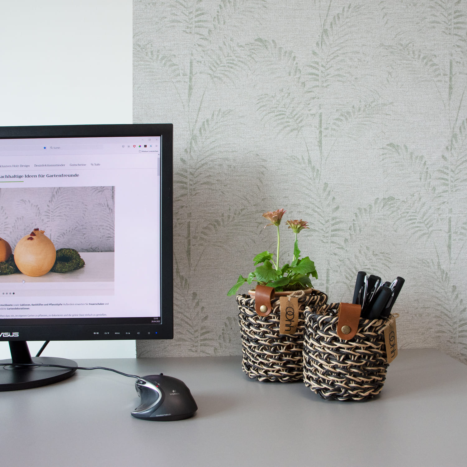 Körbe,  2er-Set Handgefertigter Übertopf aus recyceltem Papier, naturfarben