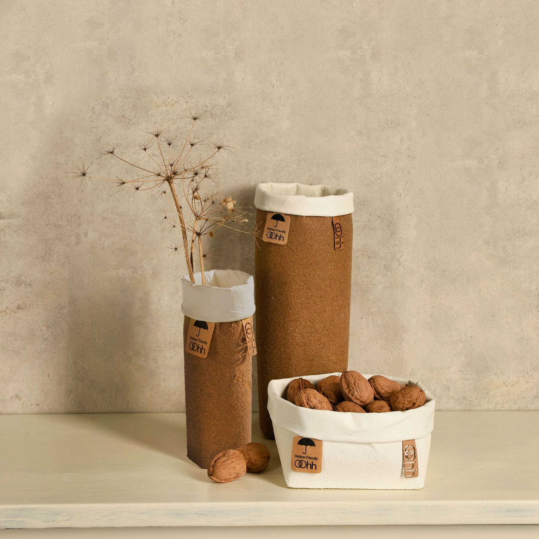 Schale und Vase aus Recyclingpapier und Naturlatex, Fairtrade