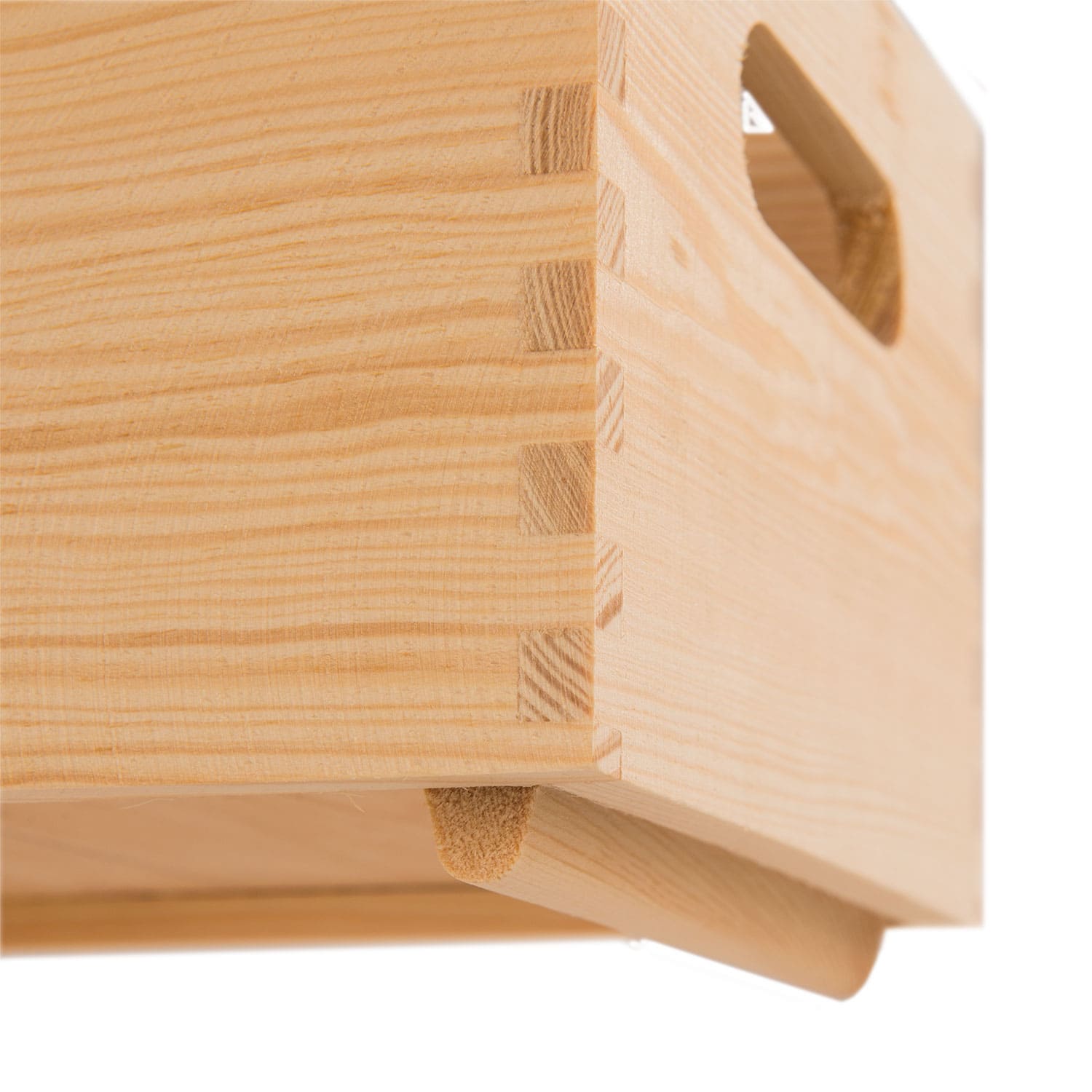 Stapelbox  aus naturbelassenen Kiefernholz Mehrzweckbox mit Griffmulden an Seitenwänden