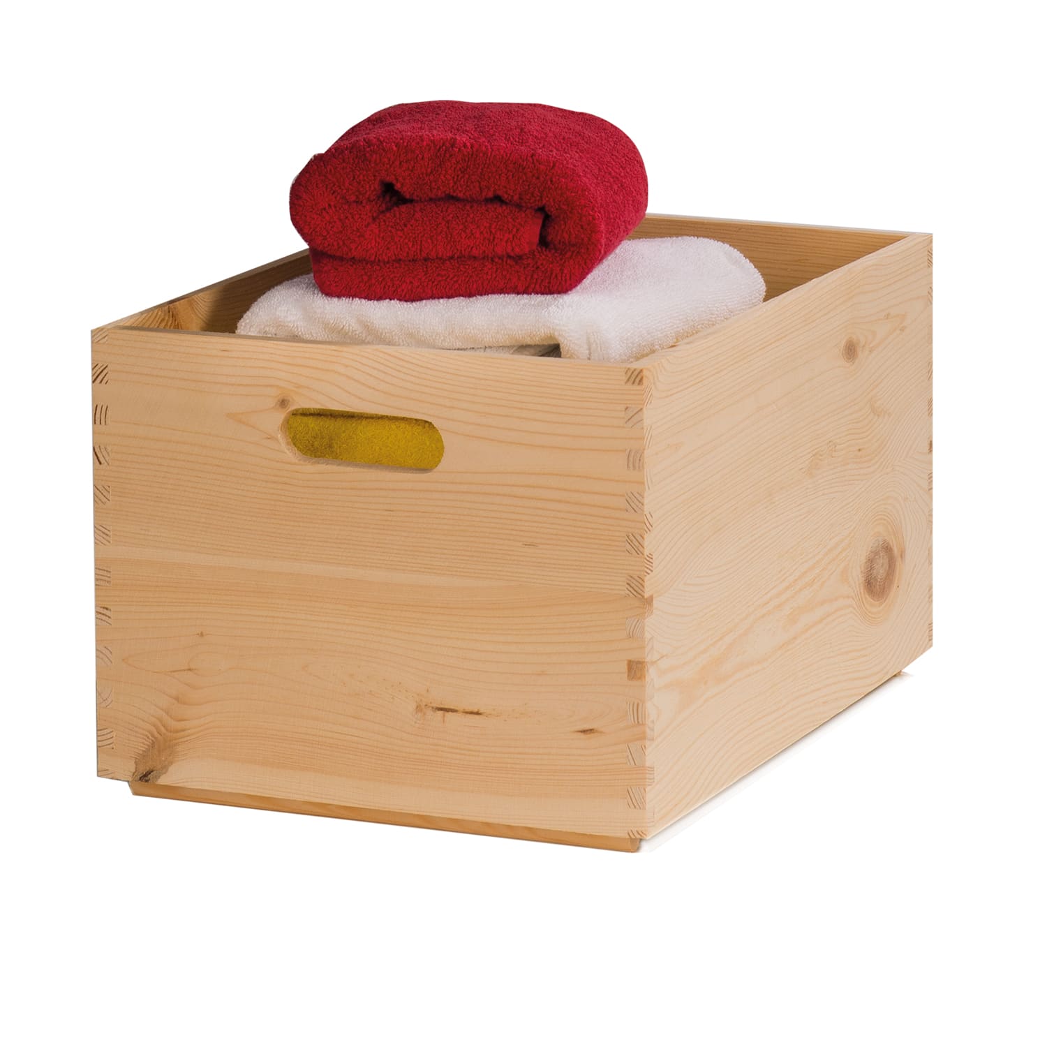 FSC® zertifiziert, Qualitätsware aus Europa Stapelbare Mehrzweckbox aus naturbelassenen Kiefernholz