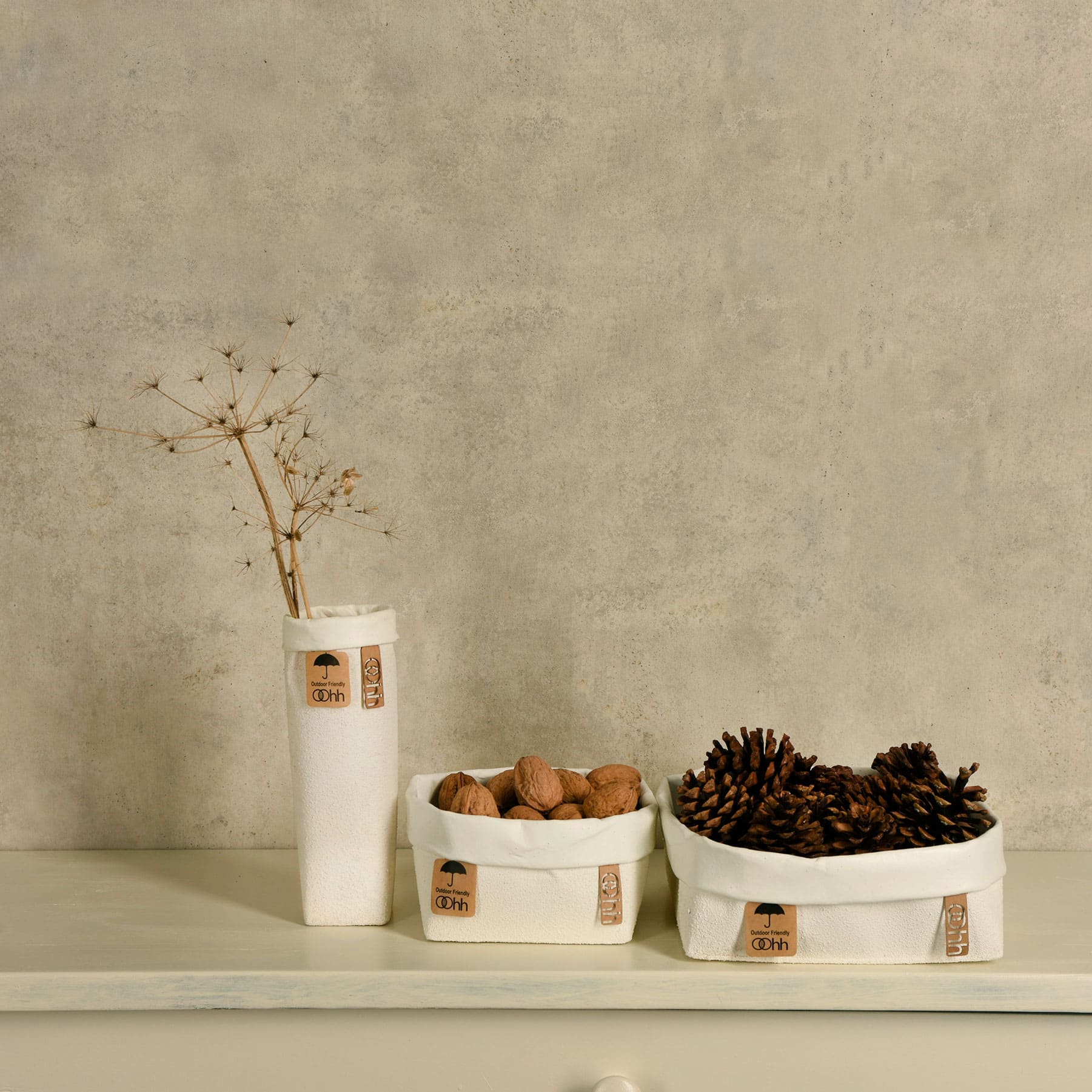 Vase und Schalen, 2er Set, Sandstaub-Optik